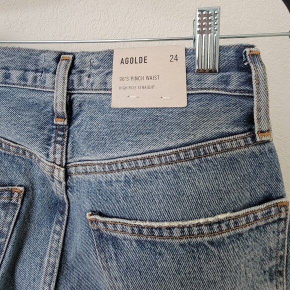 AGOLDE 90's Pinch Waist High Rise Straight Leg Jeans in Navigate 24 - Picture 12 of 15